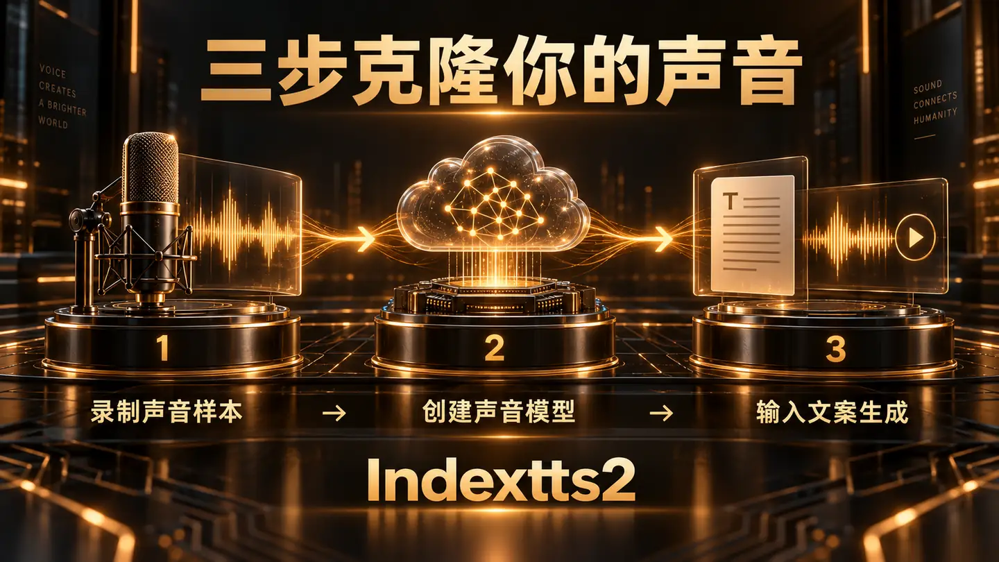 Indextts2 三步克隆声音：录制声音样本、创建声音模型、输入文案生成